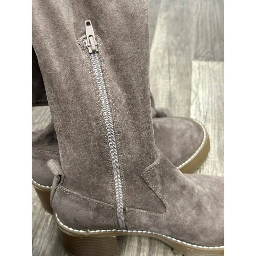 NEW Altar’d State Faux Suede Over The Knee Boots Taupe Chunky Lug Sole Size 8.5M